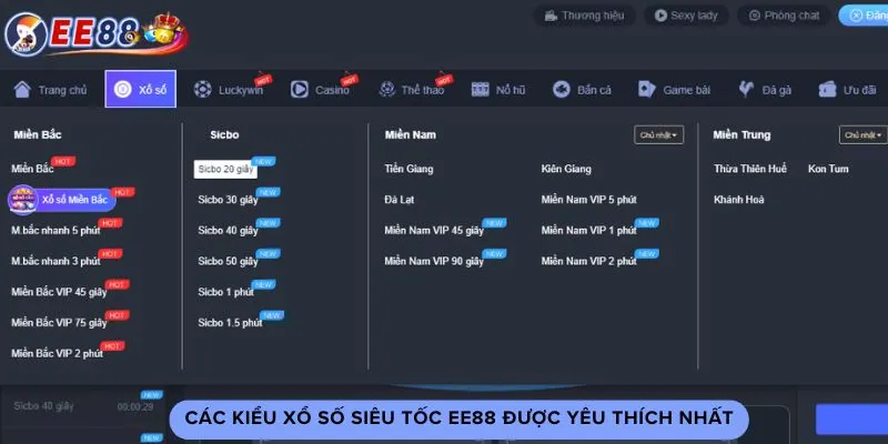  Các kiểu xổ số siêu tốc ee88 được yêu thích nhất