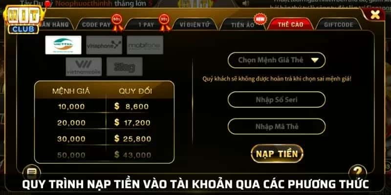 Hướng dẫn chi tiết cách nạp tiền game Tài Xỉu Hitclub