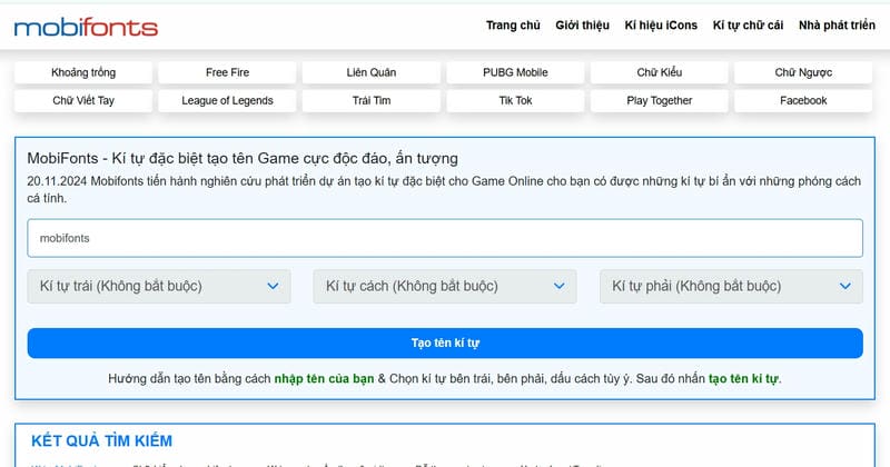 Kho ký tự phong phú và đa dạng