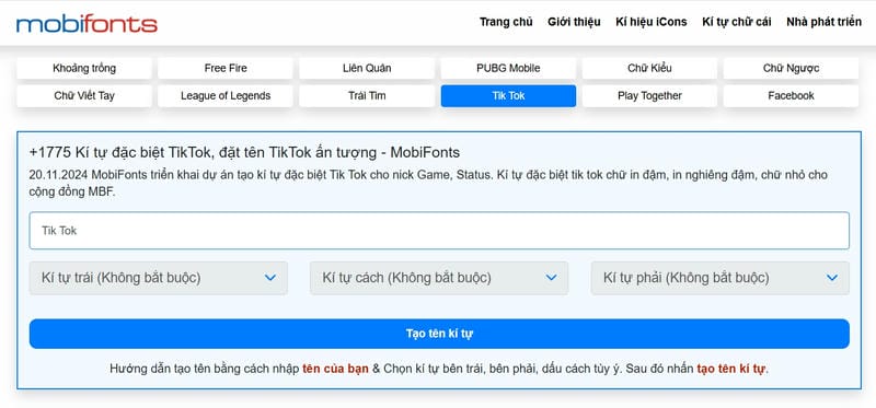 Ký tự đặc biệt TikTok hiện nay đang được ưa chuộng