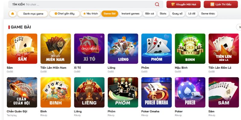 Kho game bài hấp dẫn tại RED88