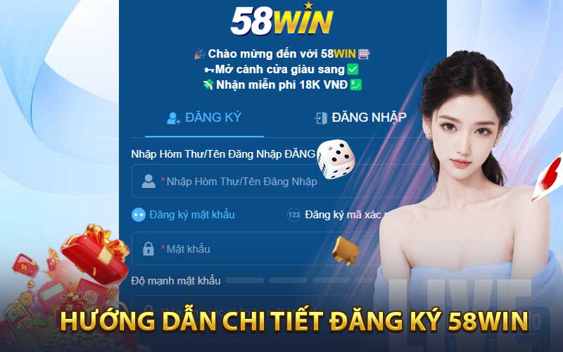 Giao diện đăng nhập 58win trên ứng dụng và website