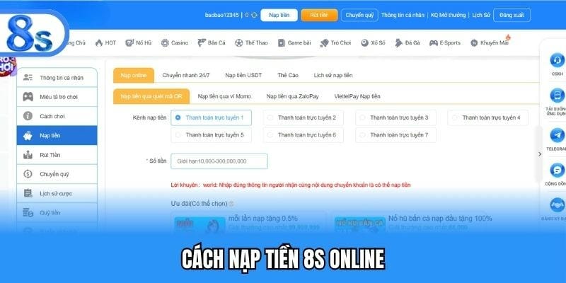 Vì sao nên chọn nạp tiền tại nhà cái 8S?