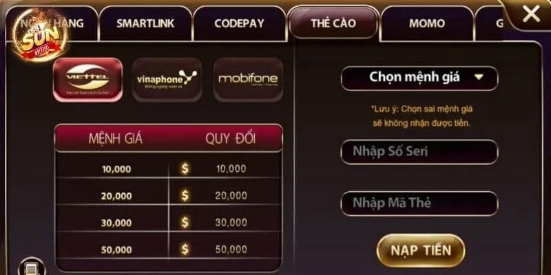  Khuyến mãi nạp tiền Sunwin tặng thưởng lên đến 100%