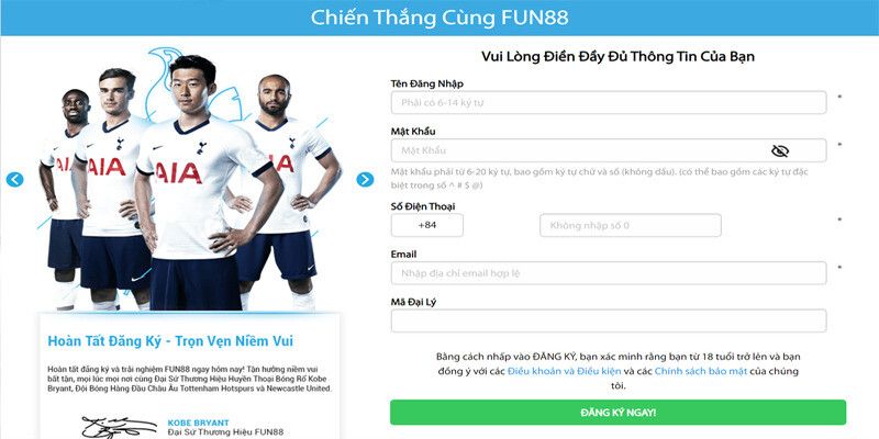 Giao diện Fun88 đăng nhập trên điện thoại và máy tính