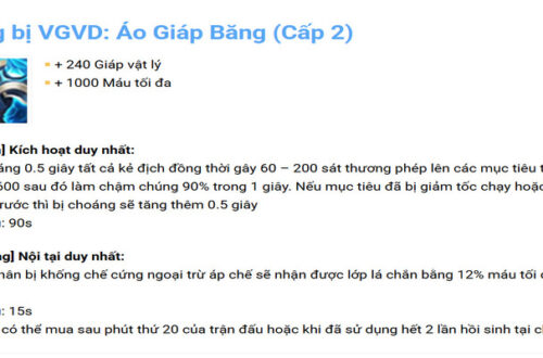 Áo Giáp Băng - Một trang bị làm chậm kiêm khống chế đặc biệt trong VGVD