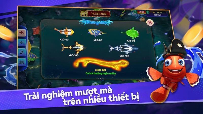  Giao diện chọn vũ khí bắn cá tại nhà cái Xocdia88.