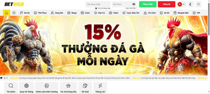 Giao diện Betvisa thân thiện, dễ dàng đặt cược chỉ trong vài click.
