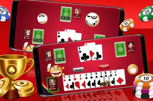  Bàn chơi Phỏm với bài rác rõ ràng, hỗ trợ đọc bài đối thủ.