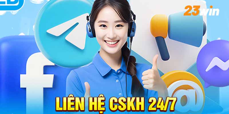 Giao diện liên hệ 23WIN đa kênh, phản hồi nhanh chóng.