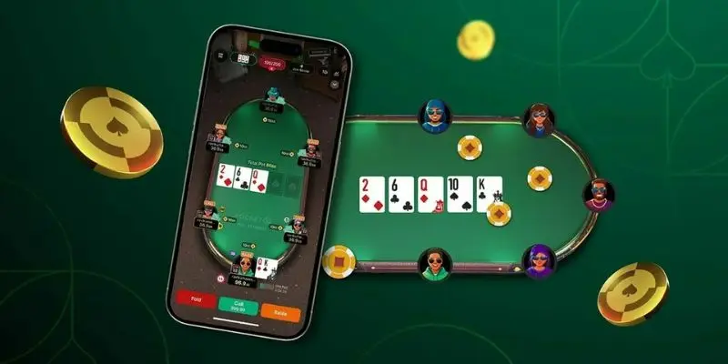 Người chơi đang nghiên cứu luật chơi Poker trên bàn thẻ bài tại UU88